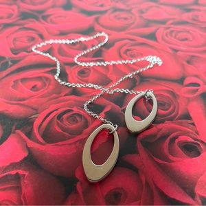 Stainless Steel Dewdrop Lariat Necklace with Rolo Chain